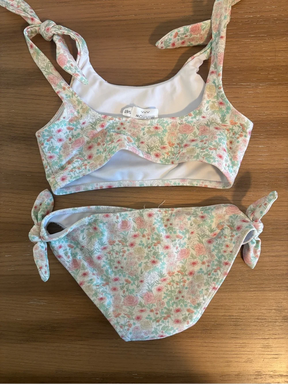 Girls Floral Pastel Two-Piece Swim Bikini in Pink & Green